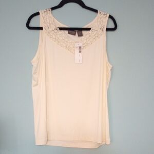 Chico's Ivory Lace Accent Tank Top